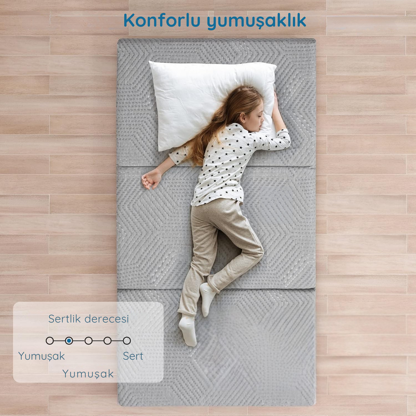 80x200 cm Katlanır Yatak - Gri - Yıkanabilir Kılıflı - Misafir & Kamp Yatağı - HEMNES Uyumlu