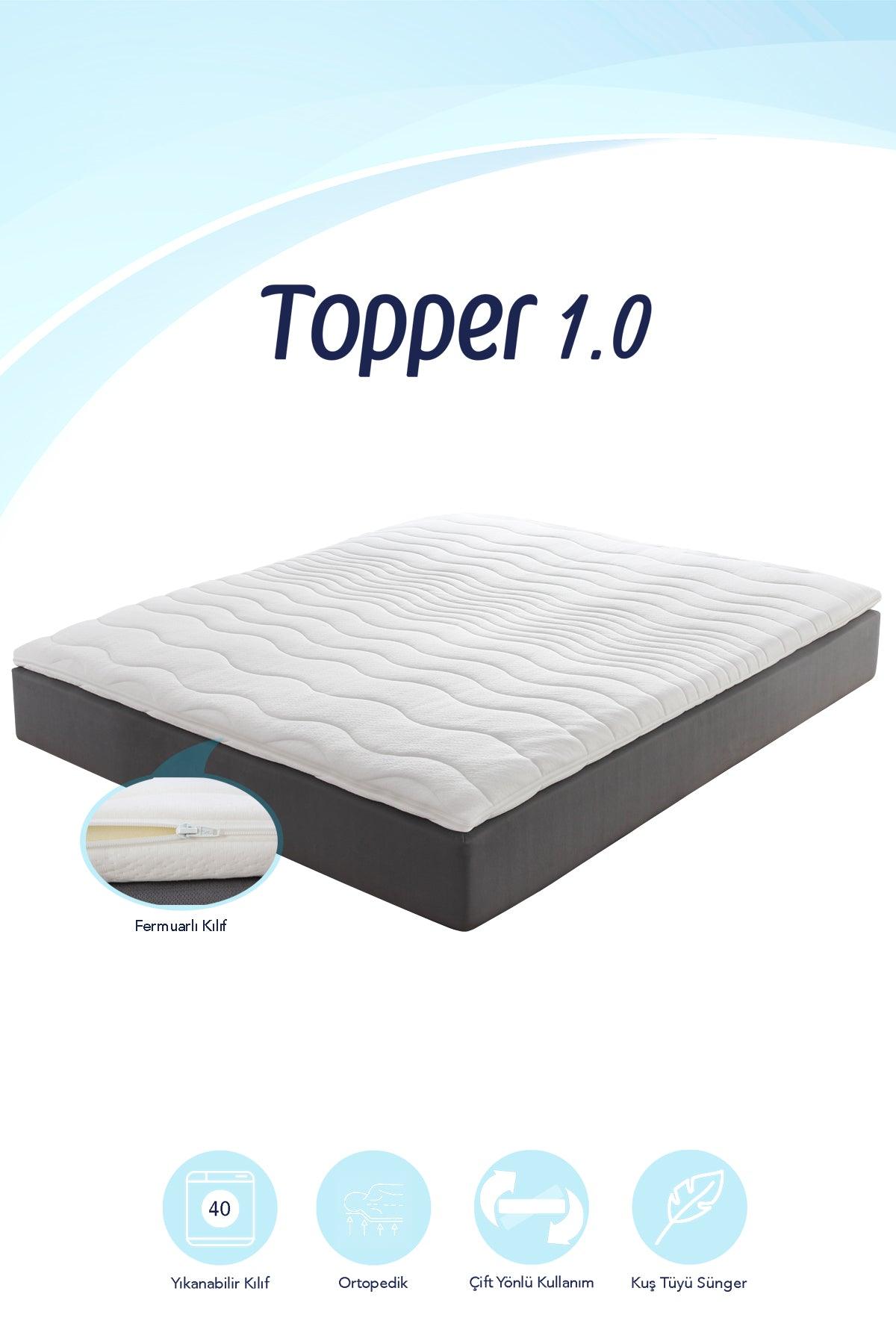 Topper 1.0 - Konfor Arttırıcı Yatak Pedi - Kuş Tüyü Soft Sünger - www.maviayyatak.com