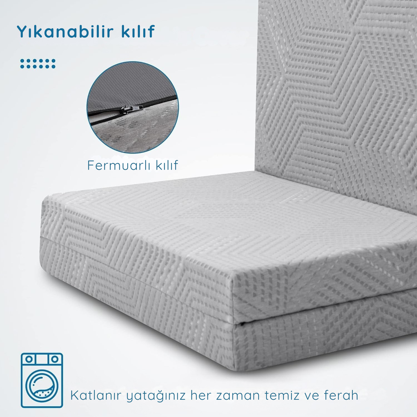 80x200 cm Katlanır Yatak - Gri - Yıkanabilir Kılıflı - Misafir & Kamp Yatağı - HEMNES Uyumlu