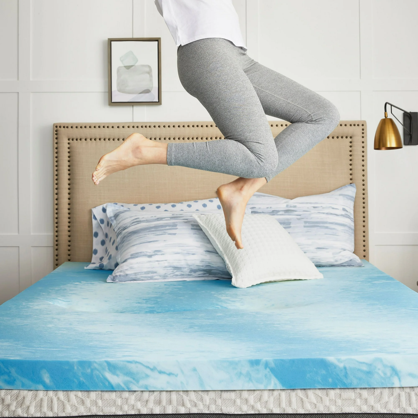 EcoTopper - Marble Mermer Desenli HR Destek Sünger Yatak Pedi - 4 cm