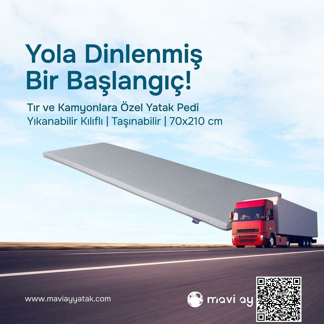 Tır Yatağı Pedi - Tır ve Kamyonlara Özel Yatak Pedi - Yıkanabilir Kılıflı - Taşınabilir - 70x210 cm